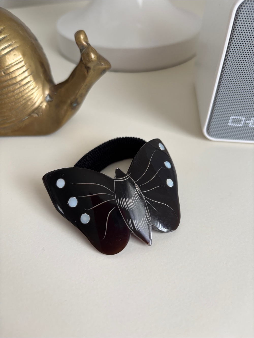 Moth Butterfly Decorative Hair Tie with inlaid detail hair scrunchie band Nature